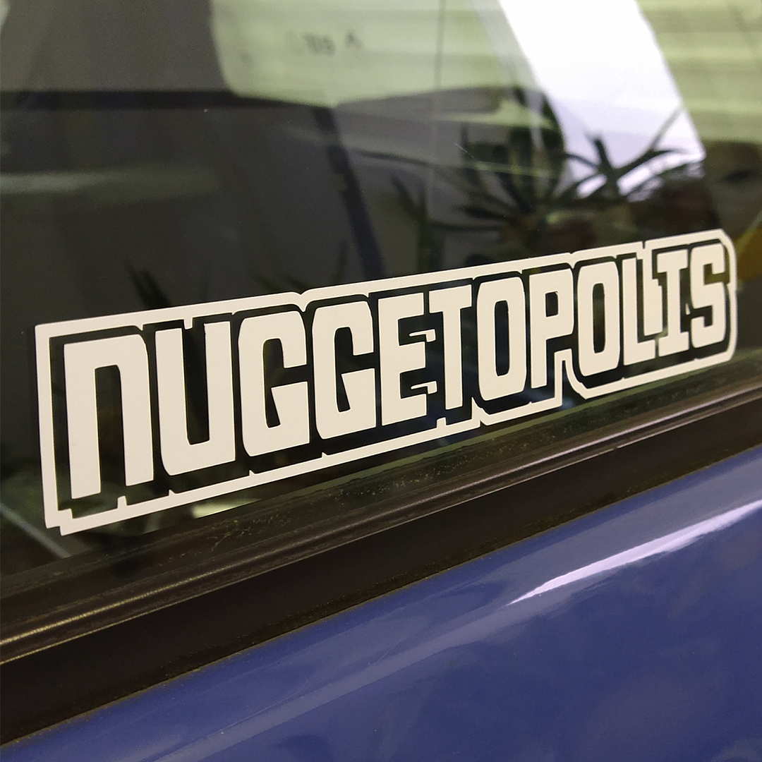 Nuggetopolis white sticker