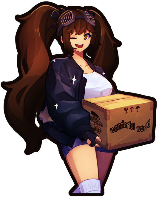 Monika carrying a box